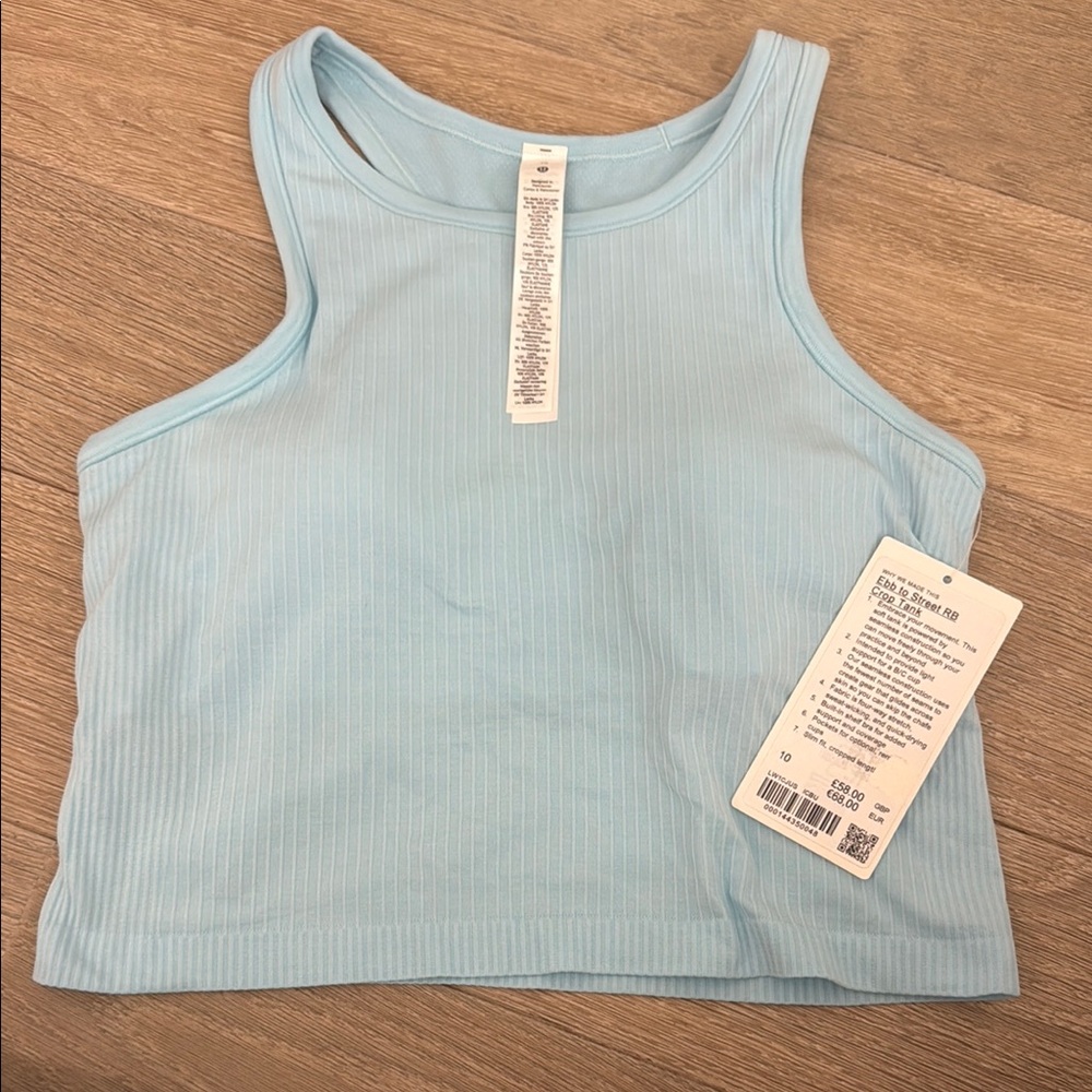 Lululemon ICING BLUE Ebb to Street RB Crop Tank | RARE COLOR